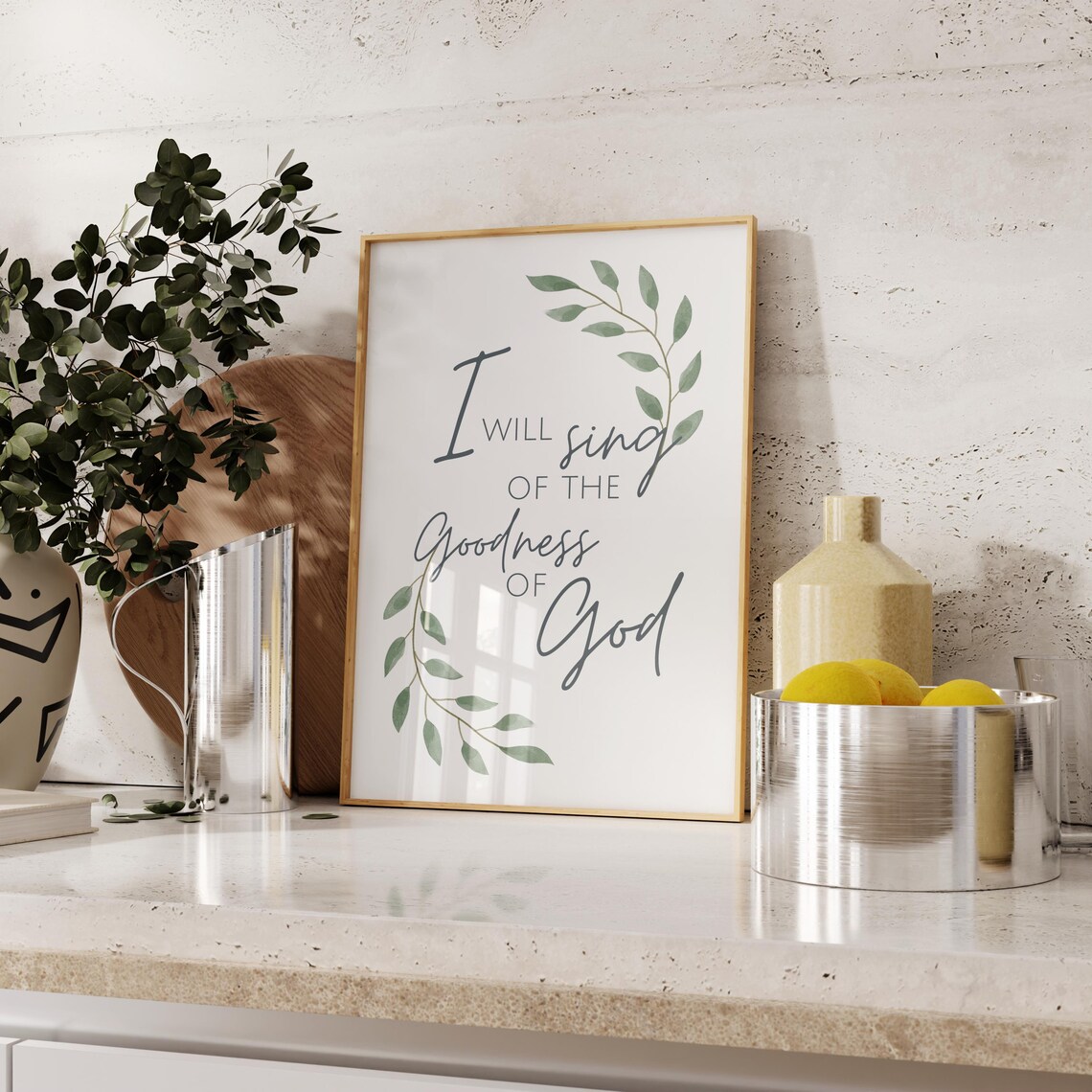 I Will Sing of the Goodness of God Botanical Worship Lyrics Poster - Image 2
