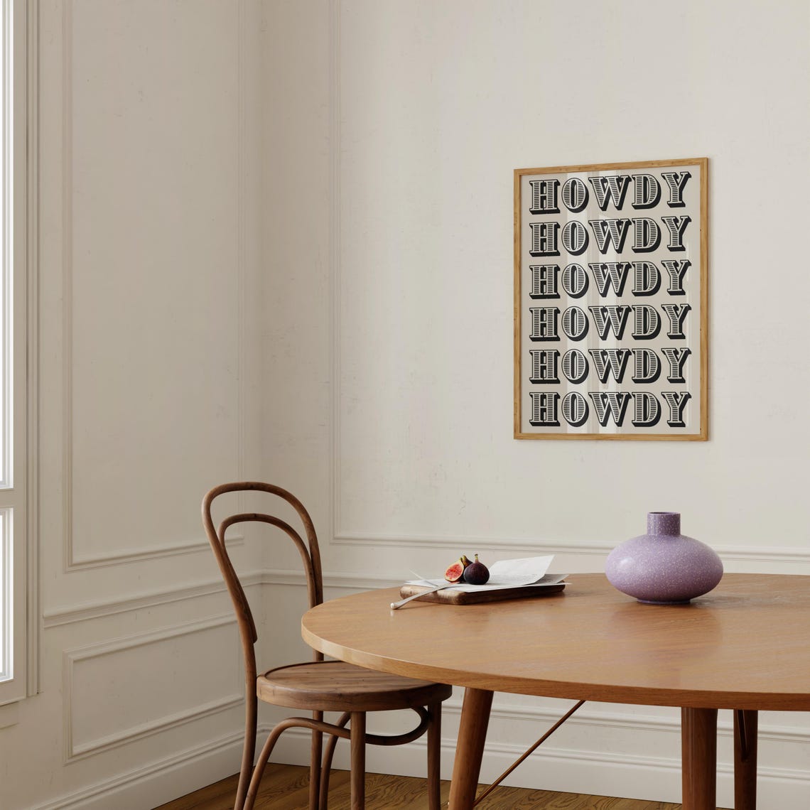 Howdy Repeat Western Typography Cream Neutral Cowboy Wall Poster - Image 2
