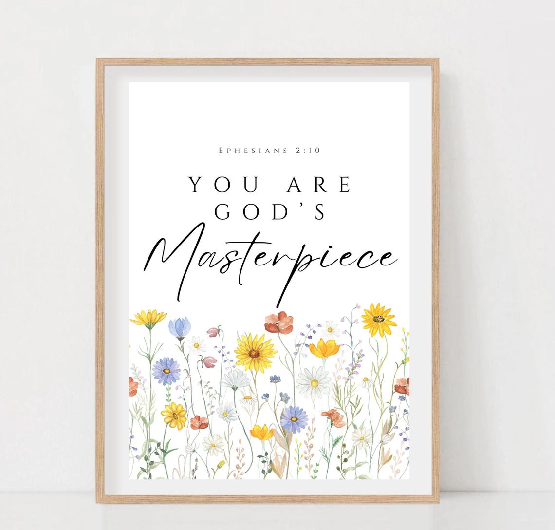 You Are Gods Masterpiece Ephesians 2:10 Wildflower Meadow Poster - Image 2