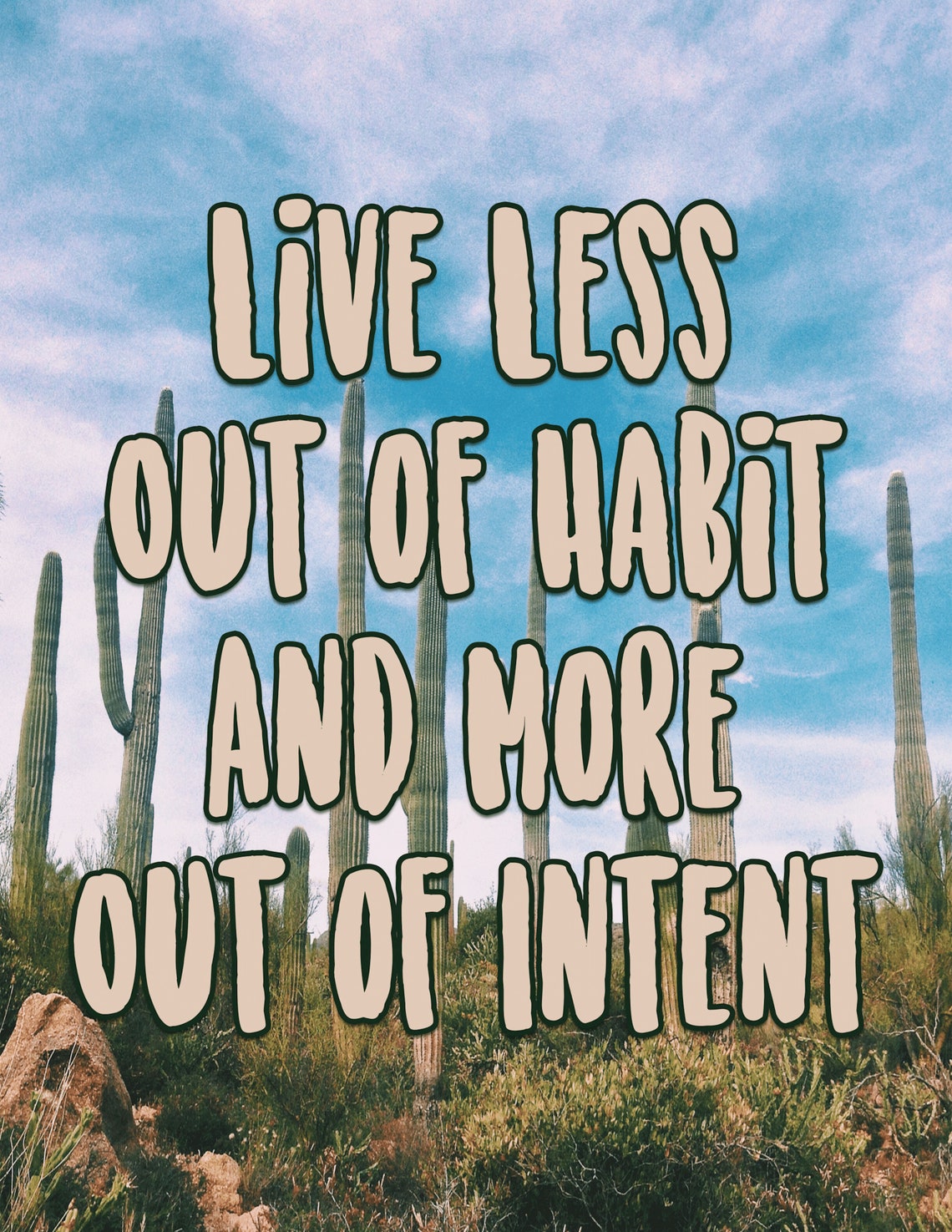 Live Less Out Of Habit And More Out Of Intent Quote Art Wall Art Inspirational Quote Home Decor Motivational Quote Poster Wall Decor Office - Image 2
