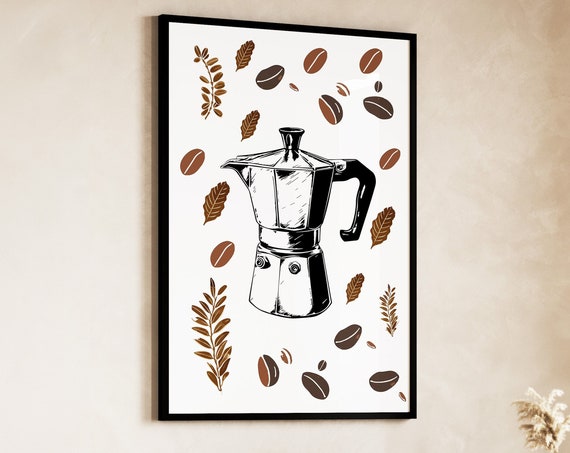Kitchen Wall Art Moka Espresso Coffee Poster Print Housewarming Gift Coffee Wall Art Kitchen Decor Minimalist Coffee Lover