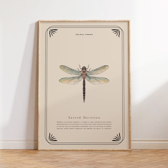 Vintage Dragonfly Art Print, Insect Painting