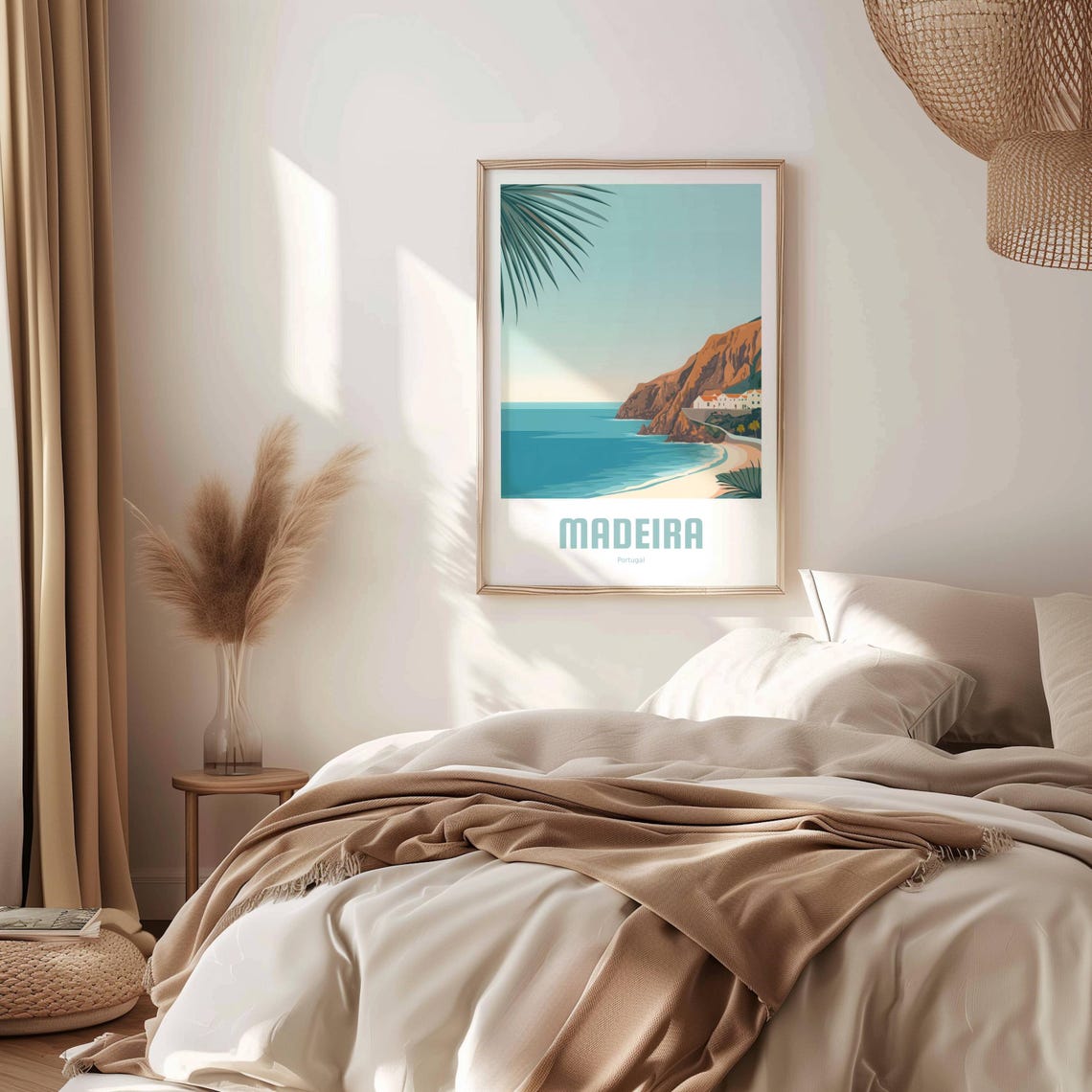 Madeira Portugal Rocky Cliffs Seaside Beach Scene Travel Poster - Image 3