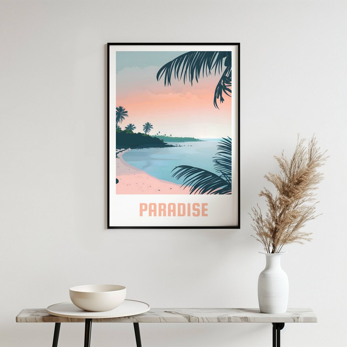 Paradise Tropical Beach Palm Trees Sunset Dreamy Travel Poster - Image 4