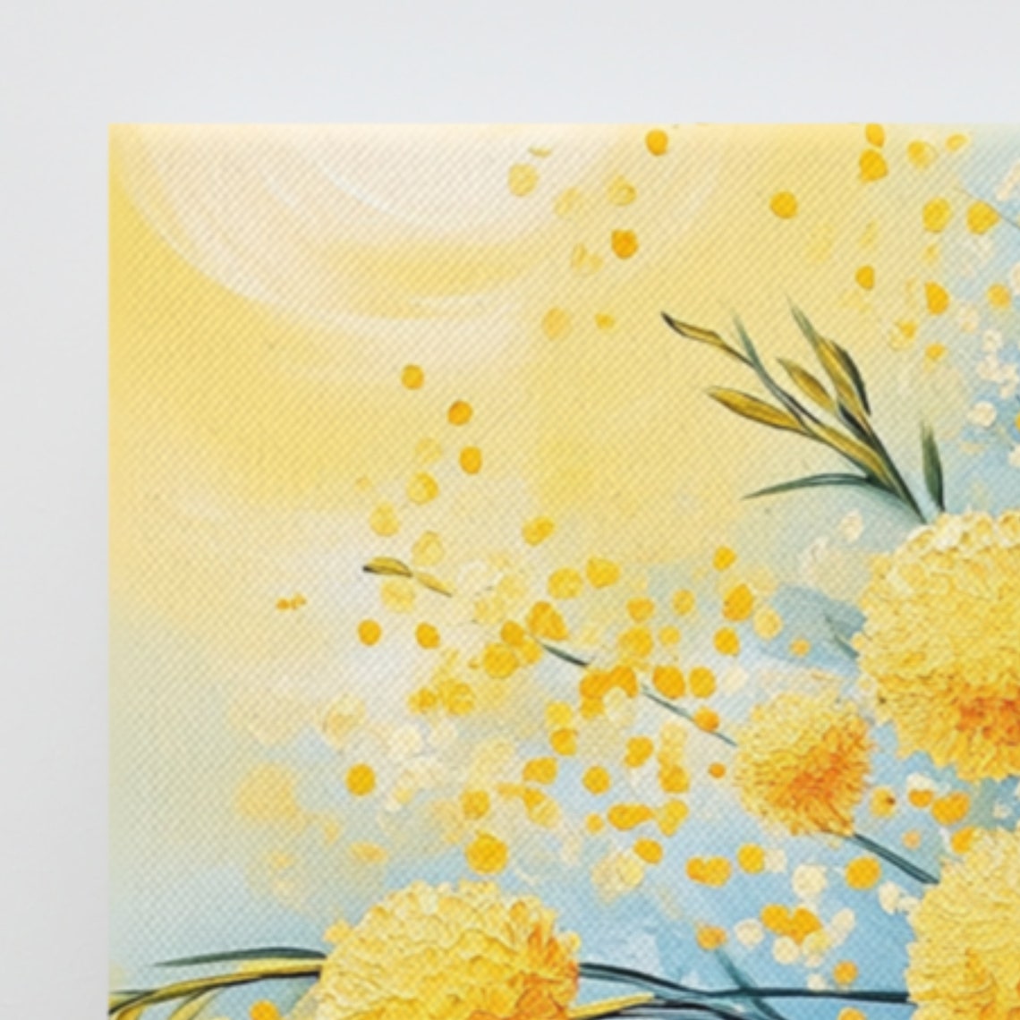 Yellow Mimosa Blossom Balls Blue Sky Impressionist Painting Poster - Image 3