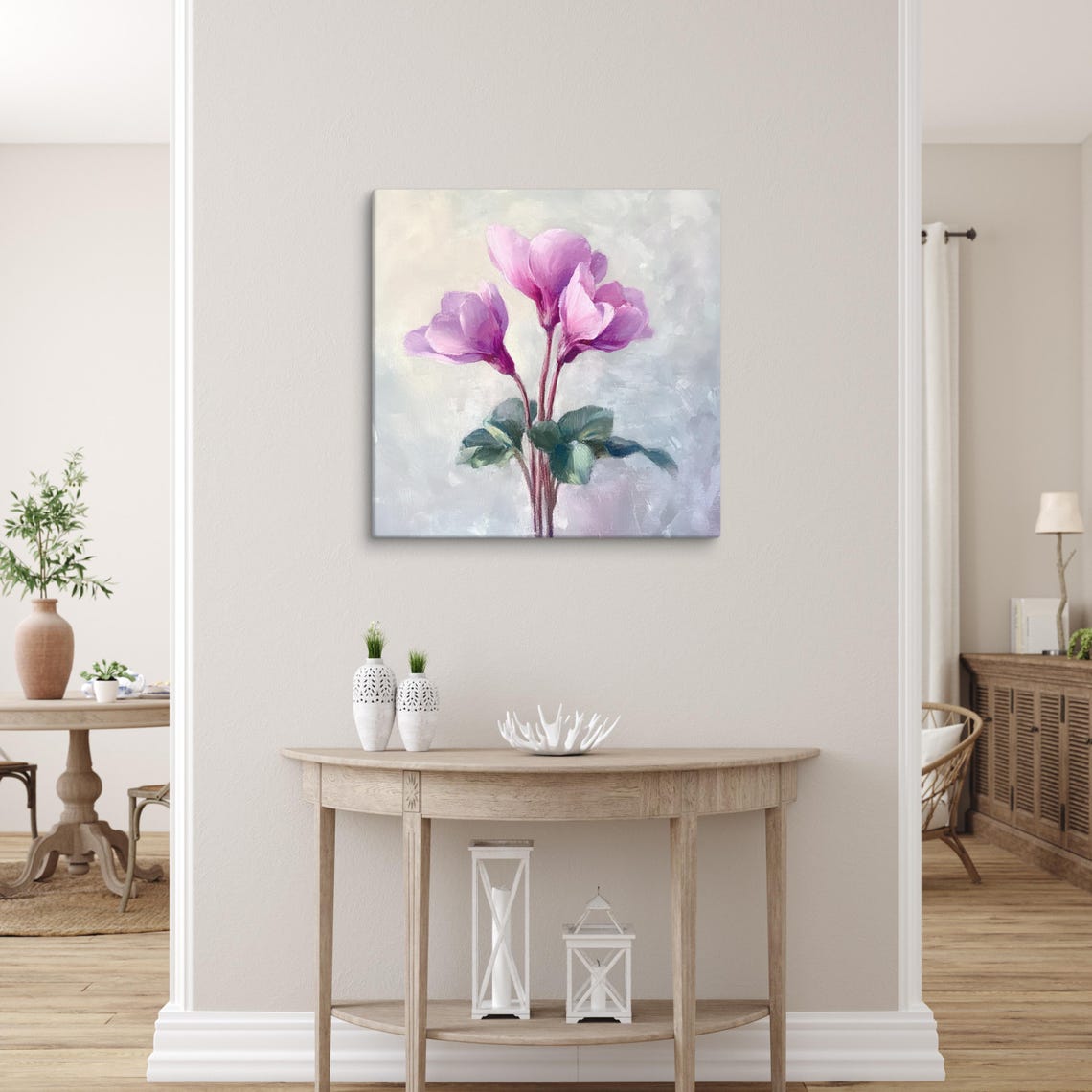 Purple Cyclamen Blooms Misty Painterly Botanical Art Wall Poster - Image 5