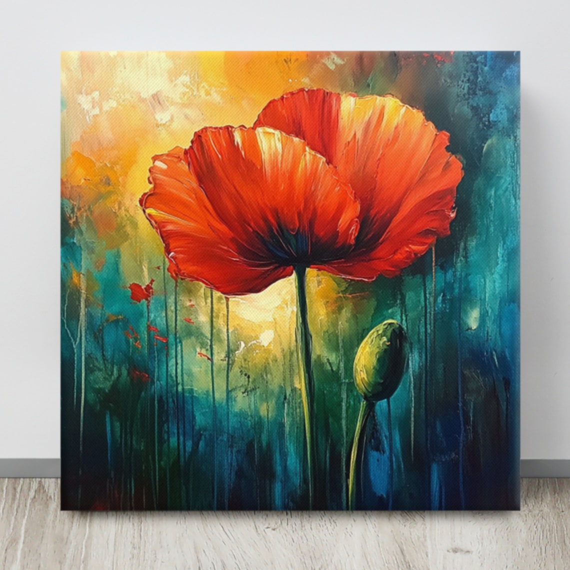 Red Poppy Print Large Painting Print Flower Wall Art Poppy Art Poppy Painting Print Red Wall Art Colorful Living Room Art
