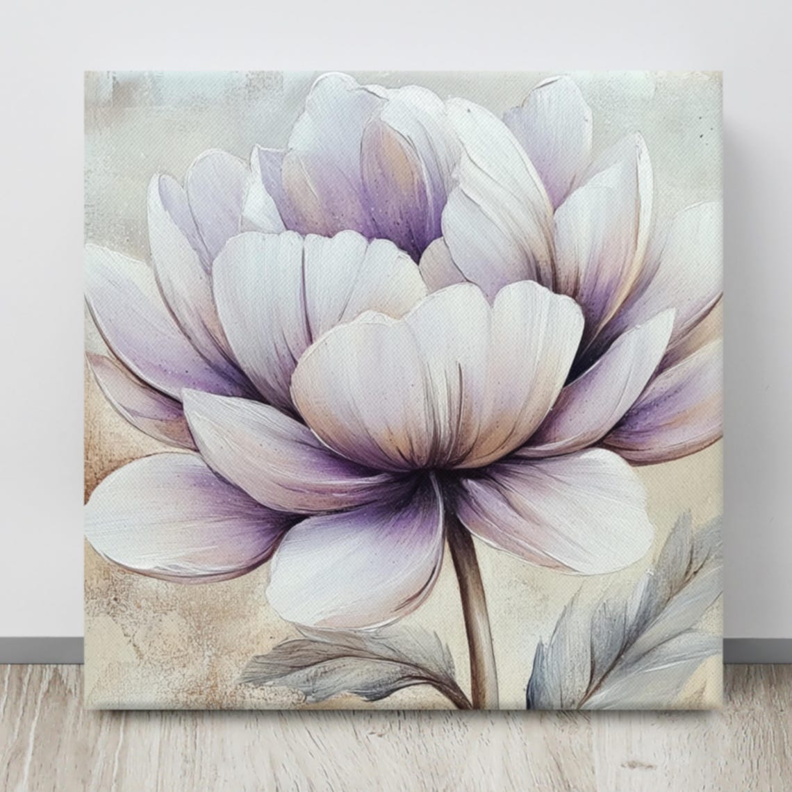 Purple Flower Wall Art Flower Painting Print Purple Flower Art Nature Wall Art Flower Wall Art Beige Living Room Art - Image 4
