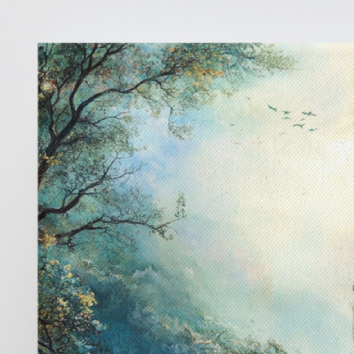 Blue Misty Jungle Waterfall Tropical Forest Dreamy Falls Canvas Print - Image 3