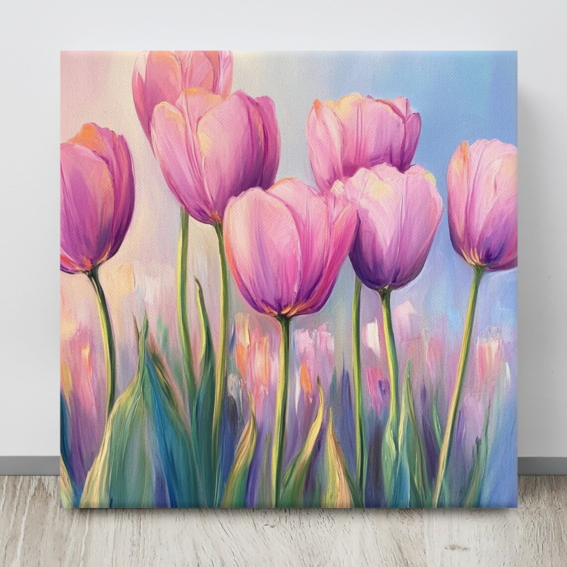 Pink Purple Tulips Dreamy Pastel Background Romantic Spring Art Poster - Image 4