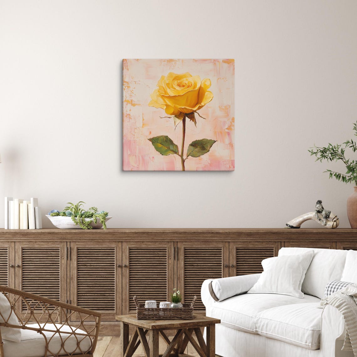 Yellow Rose Print Painting Print Flower Art Rose Painting Print Living Room Art Yellow Wall Art Pink Aesthetic Home Decor - Image 5