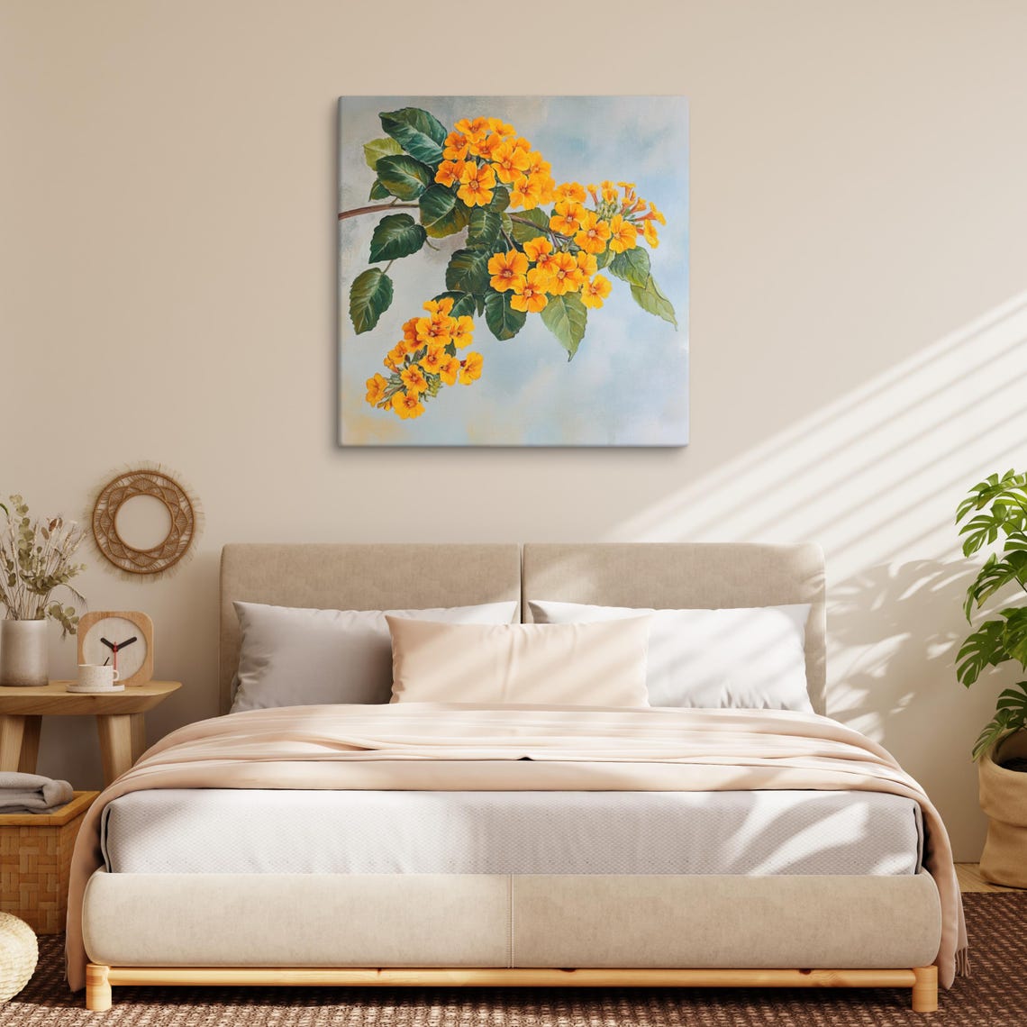 Orange Lantana Flower Clusters Sunny Botanical Painting Print - Image 5
