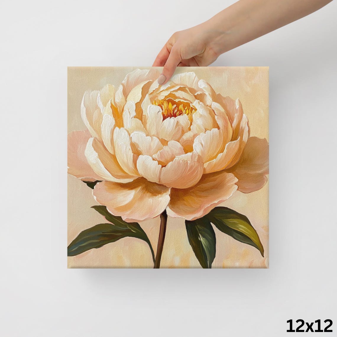 Cream Peony Golden Center Lush Blossom Botanical Floral Art Poster - Image 2