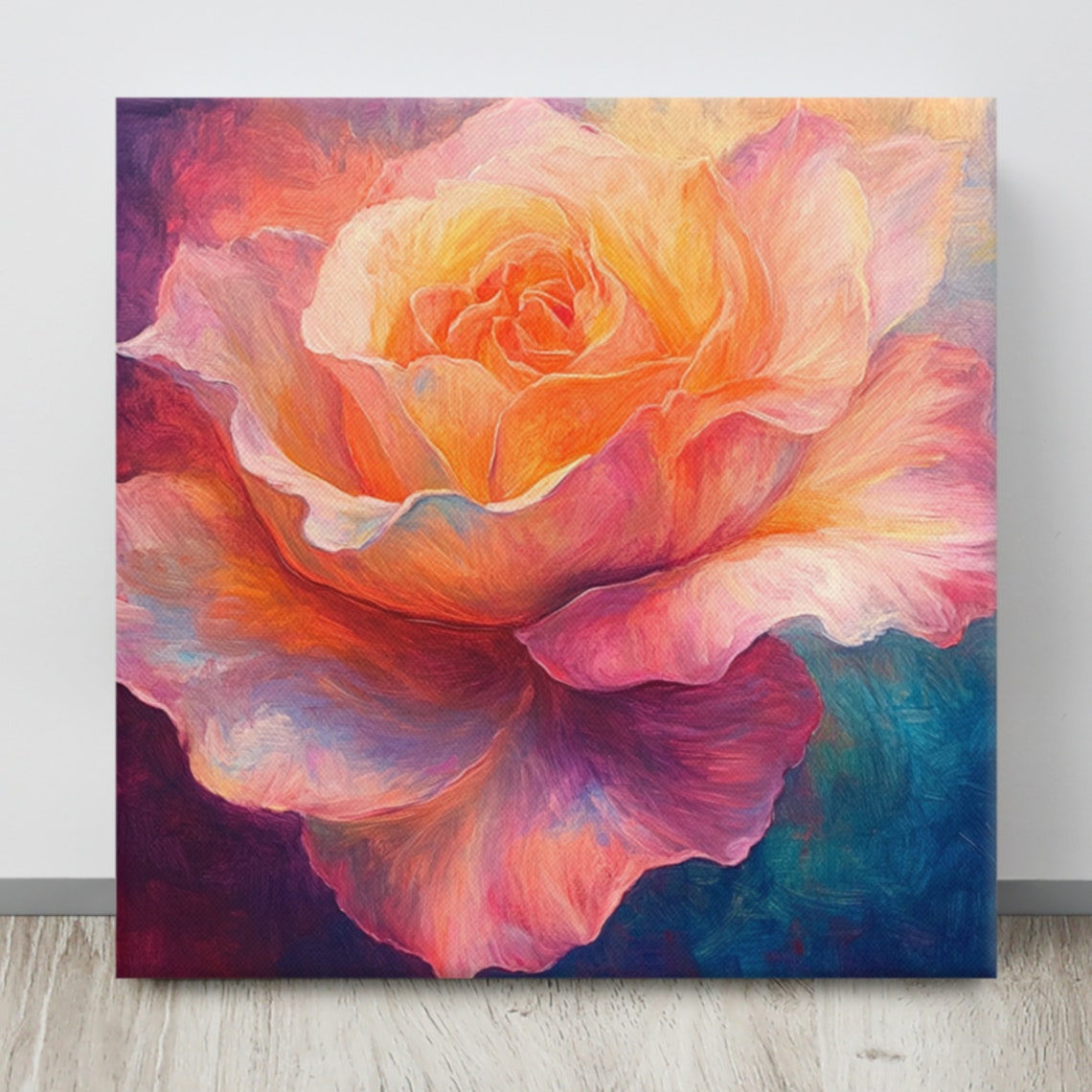 Mystical Colorful Rose Bloom Dreamlike Impressionist Art Poster - Image 4