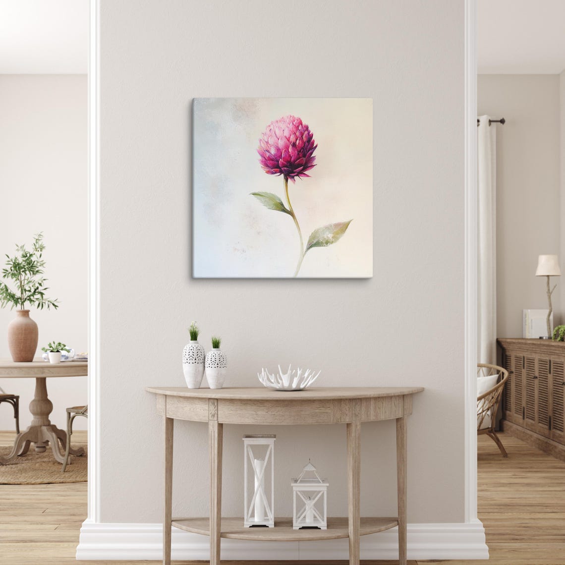 Pink Globe Amaranth Single Round Bloom Botanical Floral Art Poster - Image 5