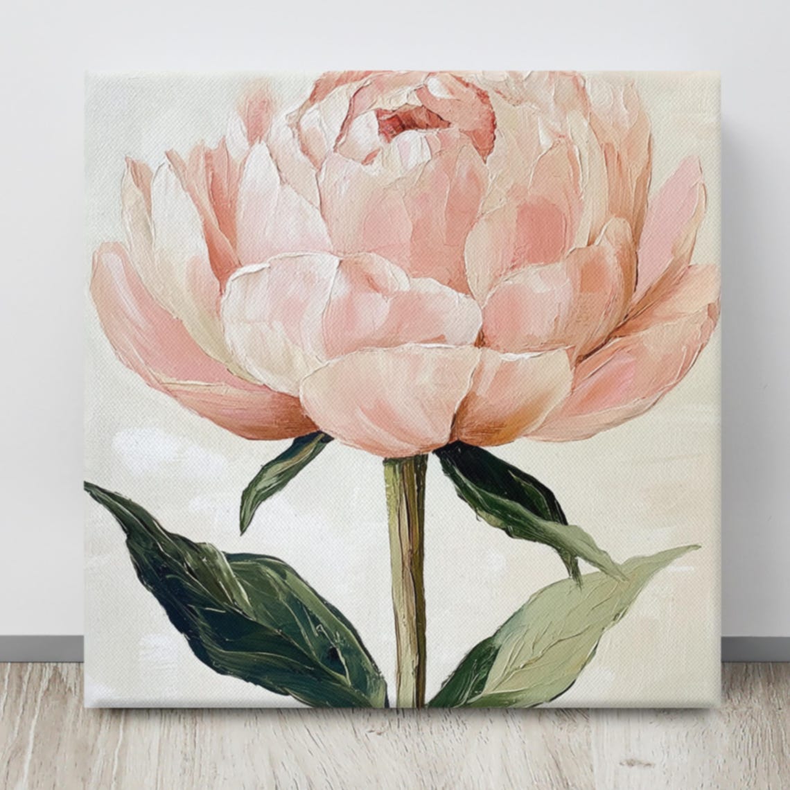 Blush Pink Peony Bloom Soft Oil Painting Floral Wall Art Poster - Image 4
