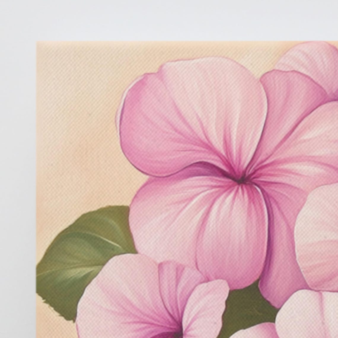 Pink Impatiens Cluster Lush Green Leaves Floral Painting Print - Image 3