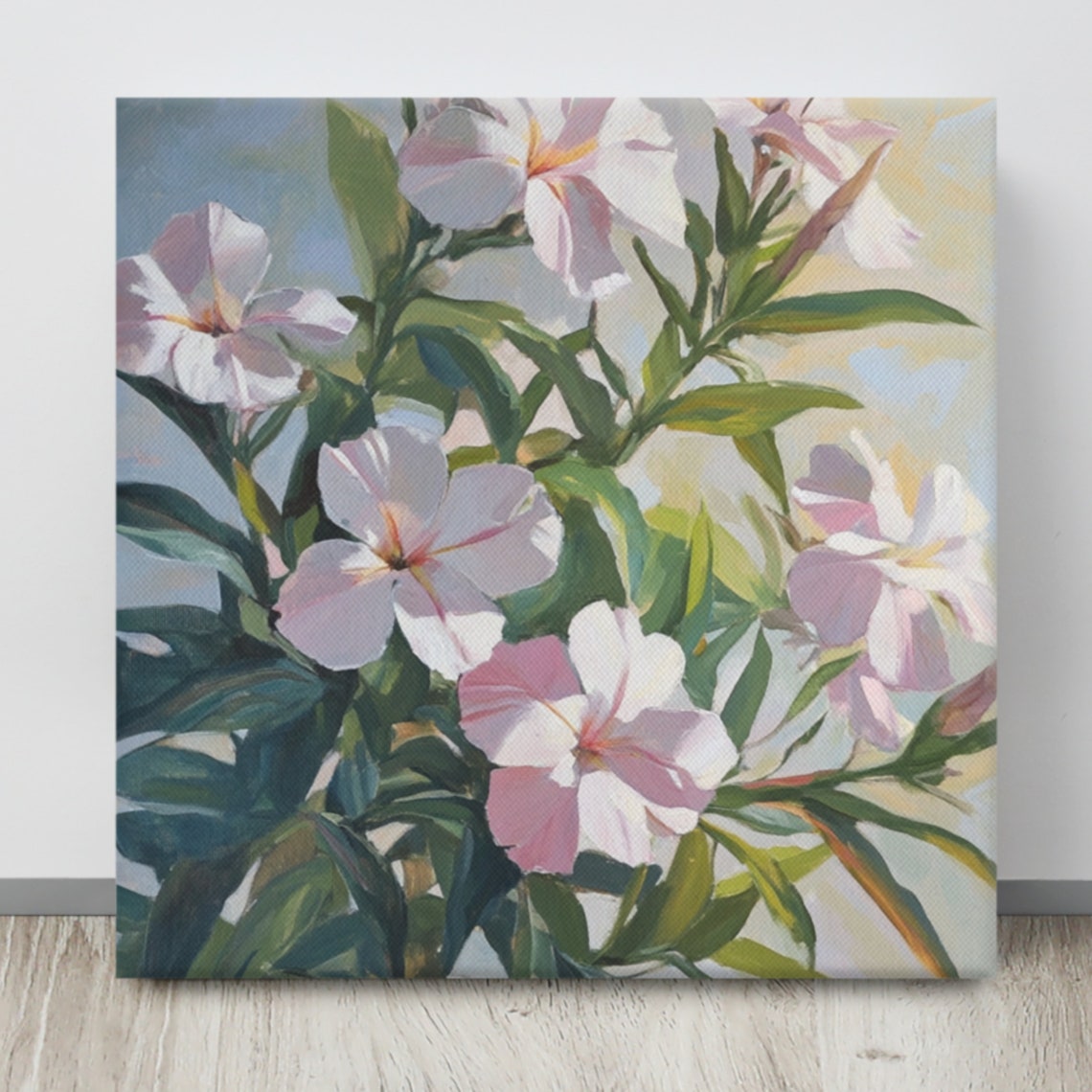 Pink Oleander Blossoms Green Foliage Sunlit Floral Wall Poster - Image 3