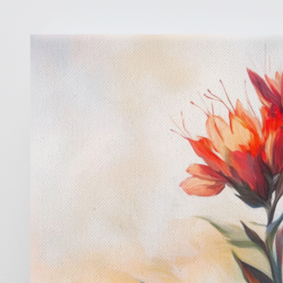Red Indian Paintbrush Wildflower Soft Pastel Botanical Art Poster - Image 3