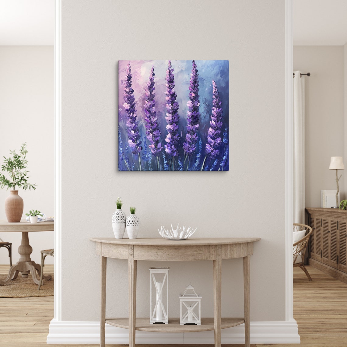 Tall Purple Lavender Flower Spikes Impasto Painting Print Poster - Image 5