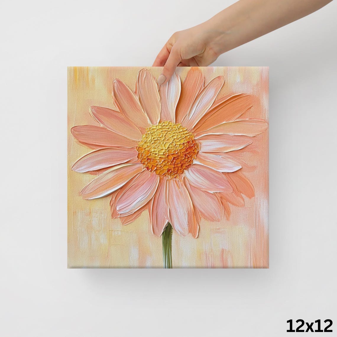 Peach Daisy Impasto Textured Petals Botanical Floral Art Poster - Image 2