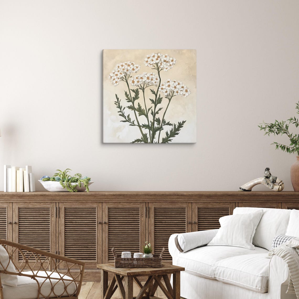 Yarrow Flower Painting Print Wall Art Painting Print Yarrow Plant Art White Yarrow Art Nature Art Print - Image 3