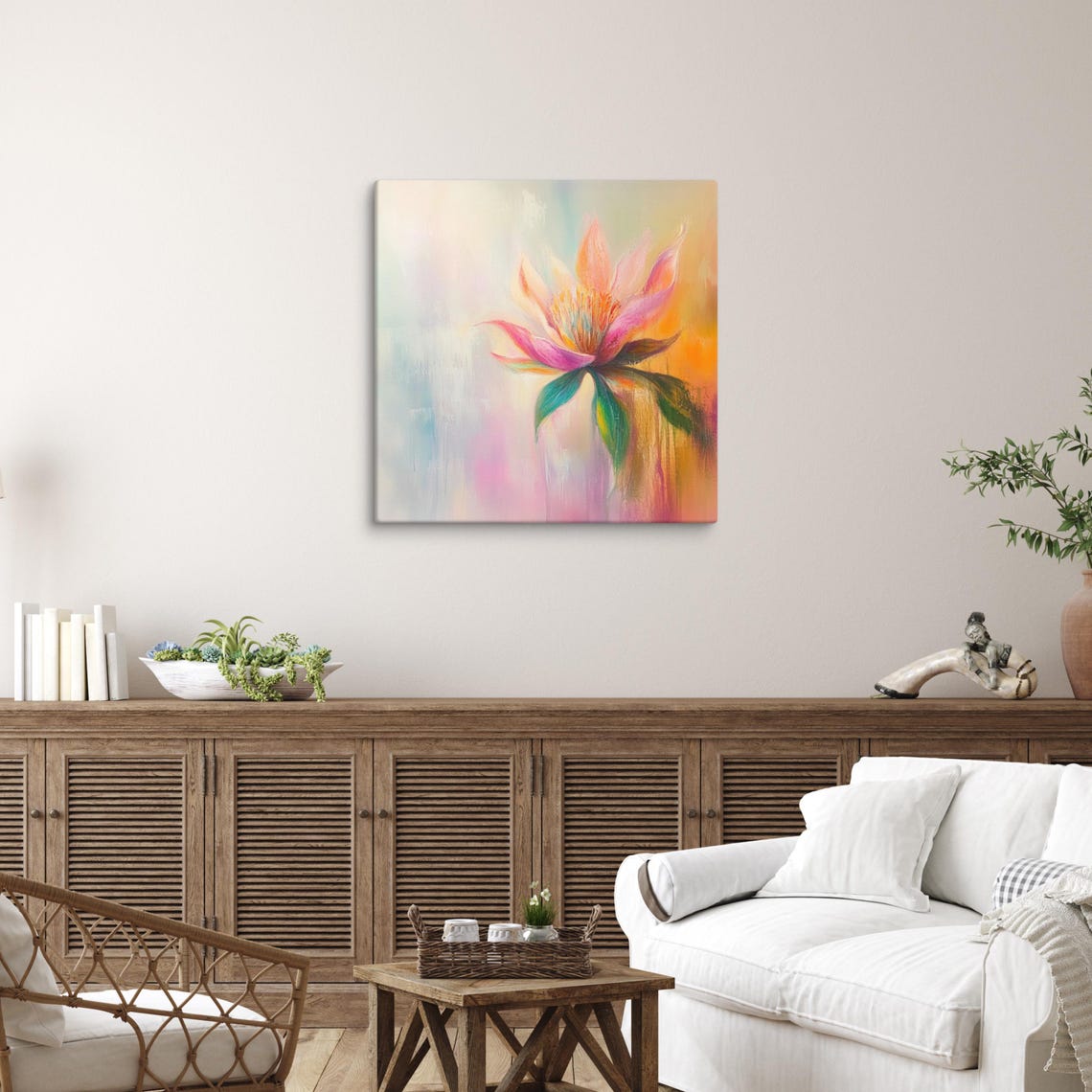 Pink Flower Wall Art Flower Painting Print Pink Flower Art Nature Wall Art Flower Wall Art Living Room Art - Image 4