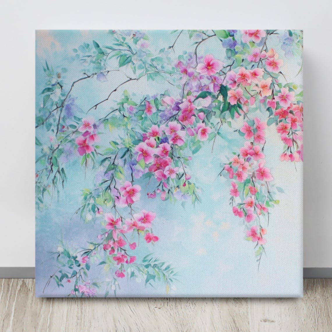 Pink Cherry Blossom Branches Watercolor Spring Painting Print - Image 4