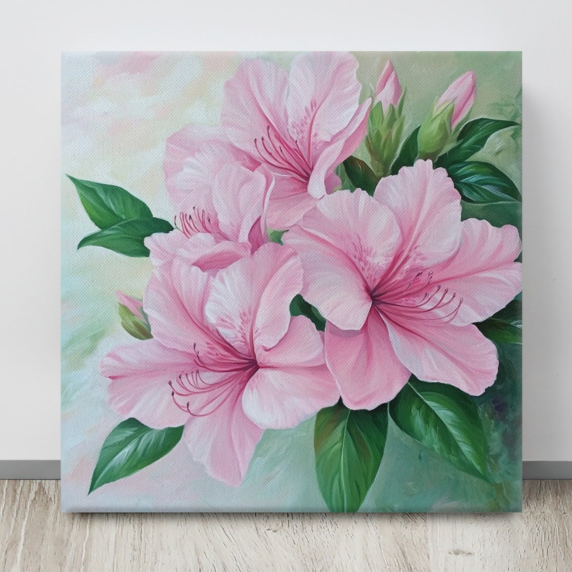 Pink Azalea Blossoms Cluster Watercolor Painting Wall Art Poster - Image 4