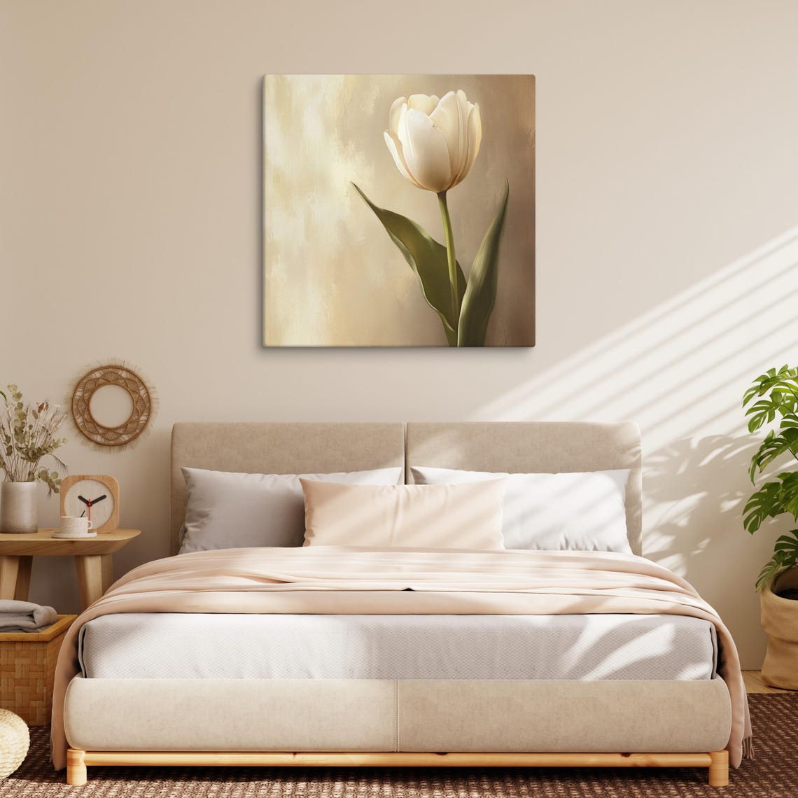 Ivory Cream Tulip Single Bloom Warm Beige Minimal Floral Poster - Image 3