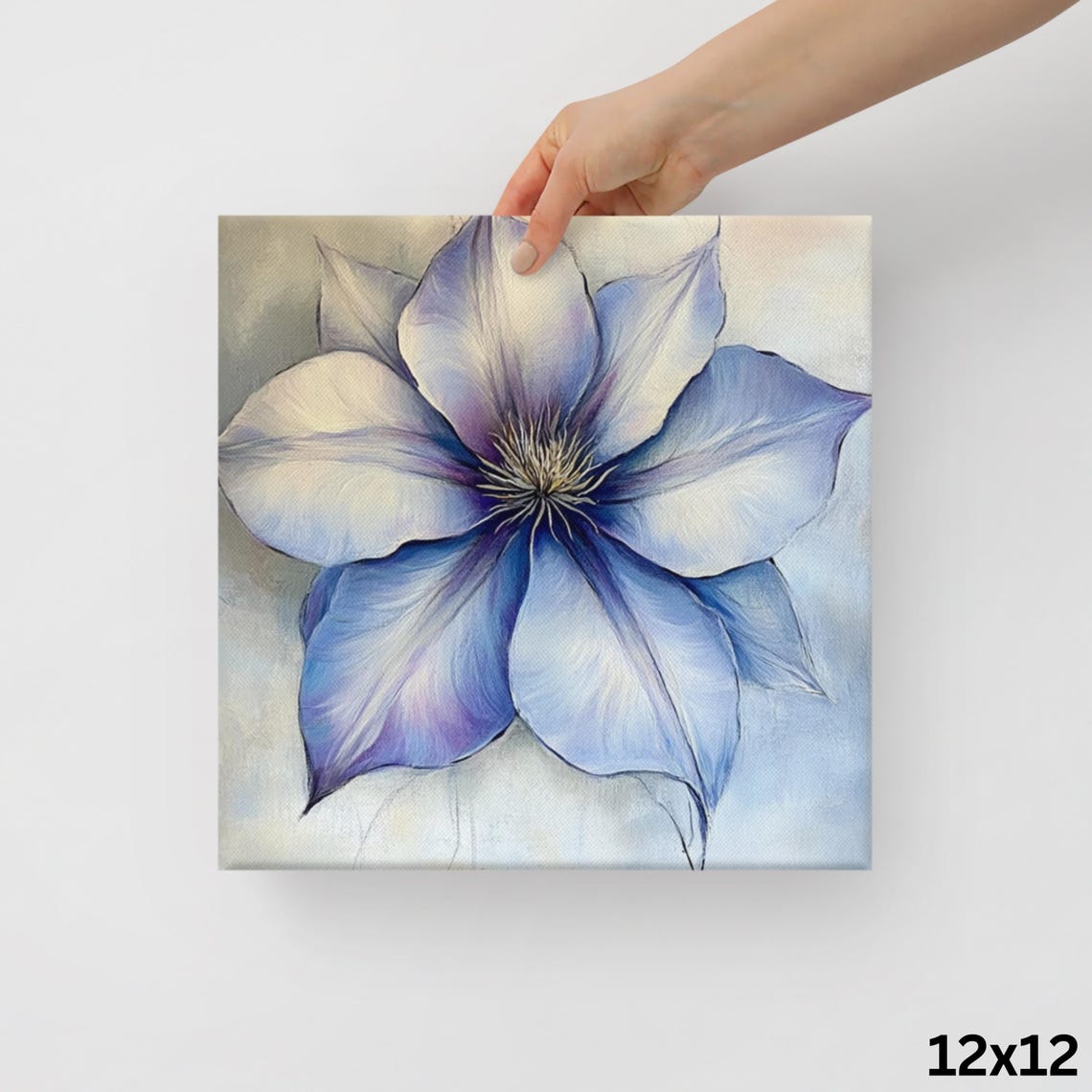 Periwinkle Blue Clematis Bloom Delicate Botanical Floral Poster - Image 2