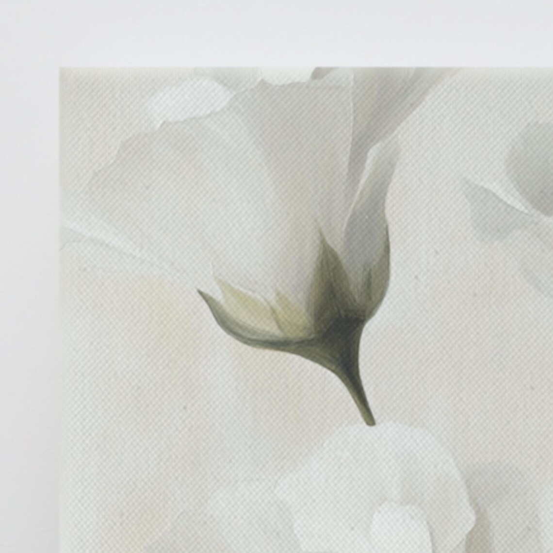 White Lisianthus Delicate Blooms Beige Botanical Floral Art Poster - Image 3