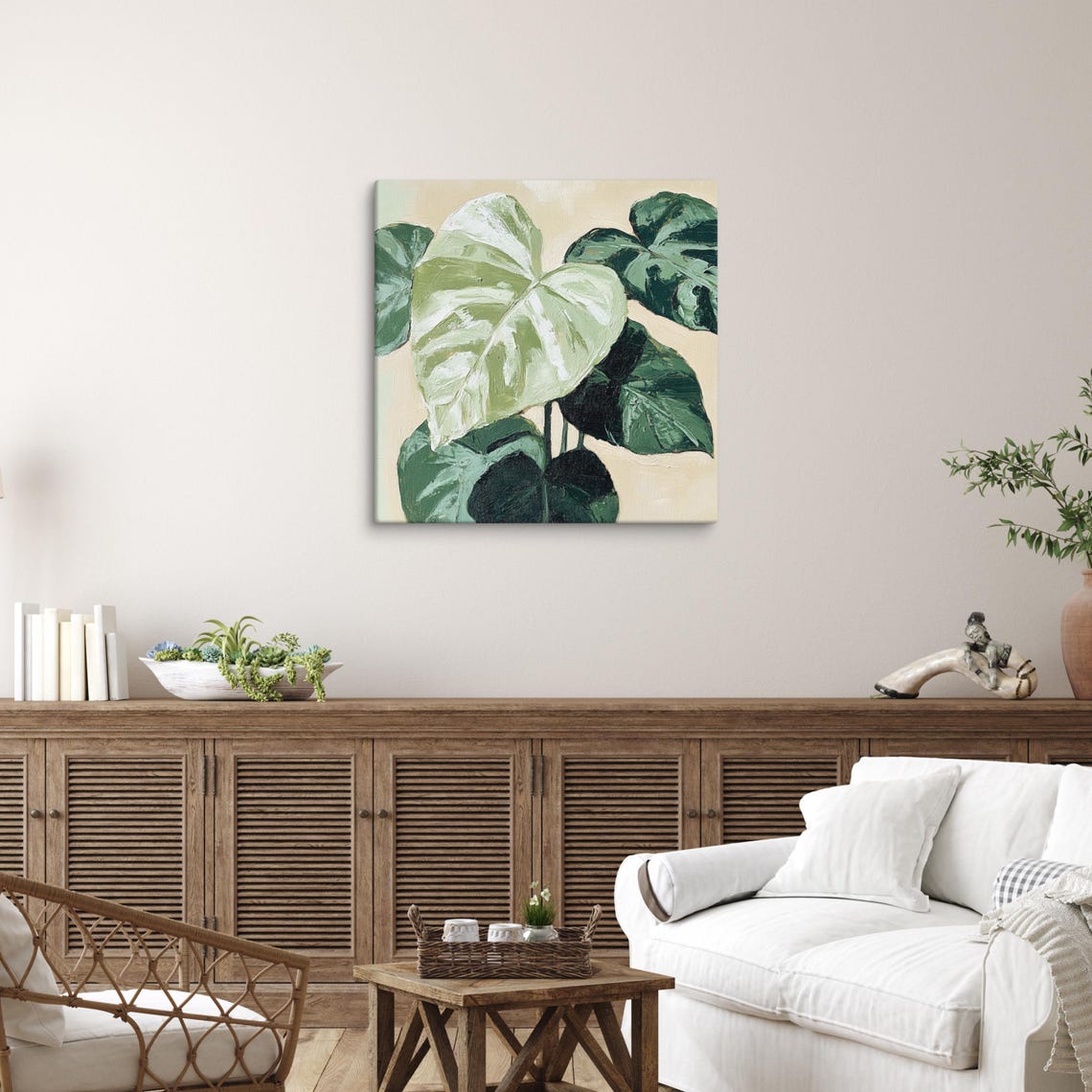 Heartleaf Philodendron Green Leaves Cream Background Plant Poster - Image 5