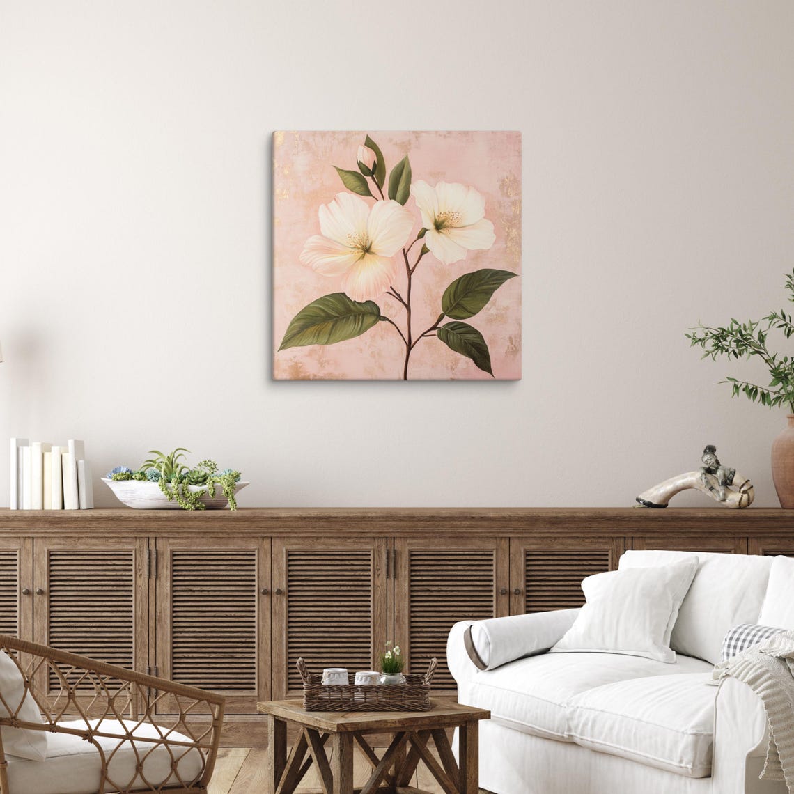 White Eglantine Wild Rose Blossoms Blush Floral Art Wall Poster - Image 5