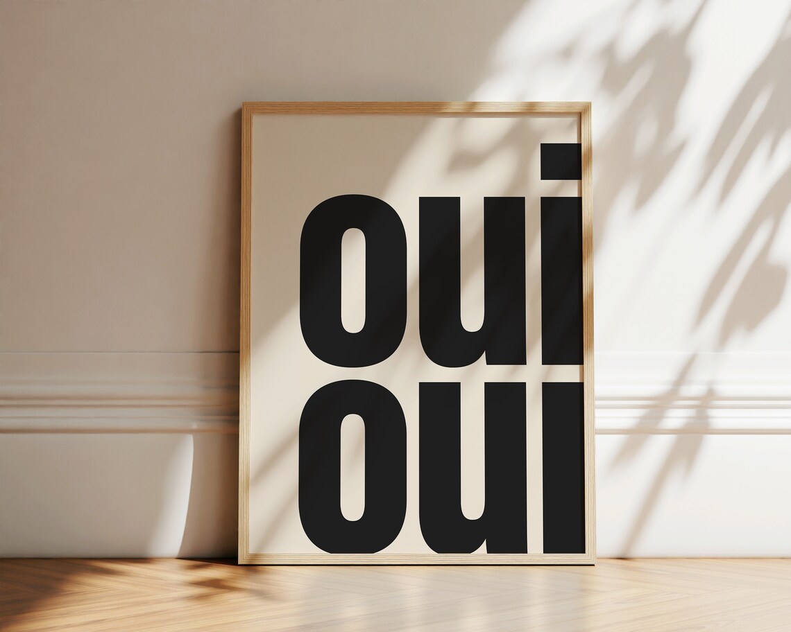 Oui Oui Typography Poster, French Retro Art Print