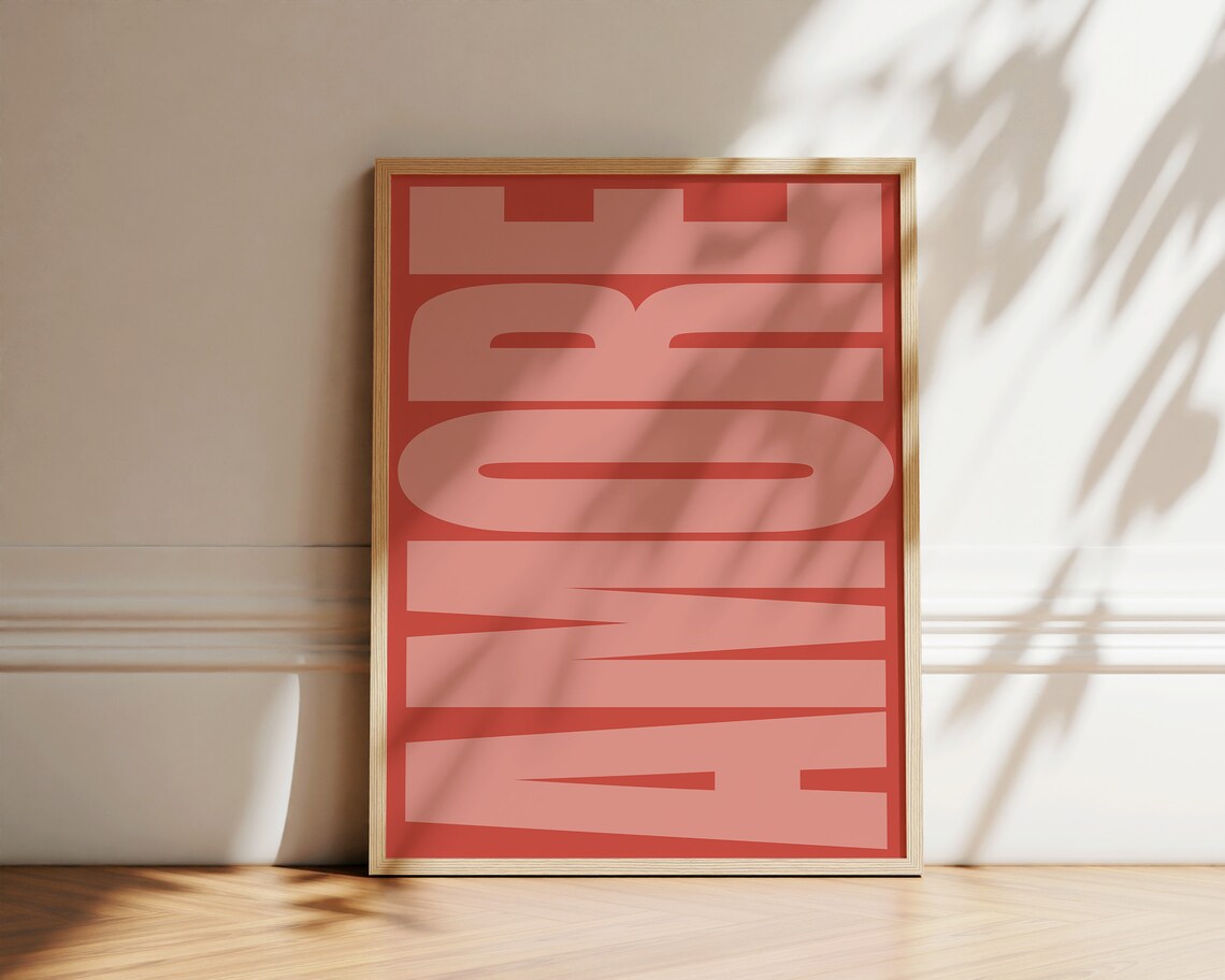 Amore Typography Poster, Retro Italian Love Poster - Image 3