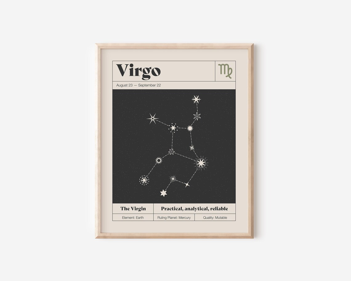 Virgo Star Constellation Art Print, Zodiac Poster