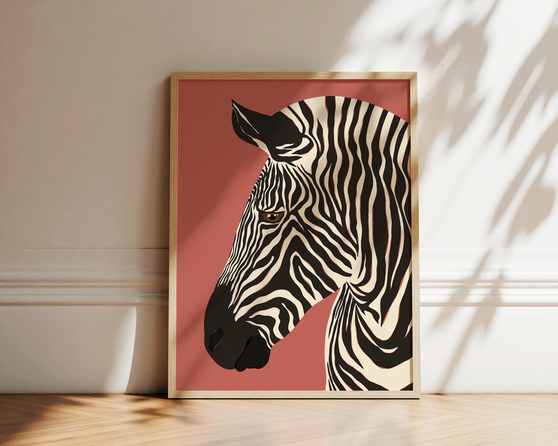 Zebra Stripes Illustration, Modern Boho Art Print