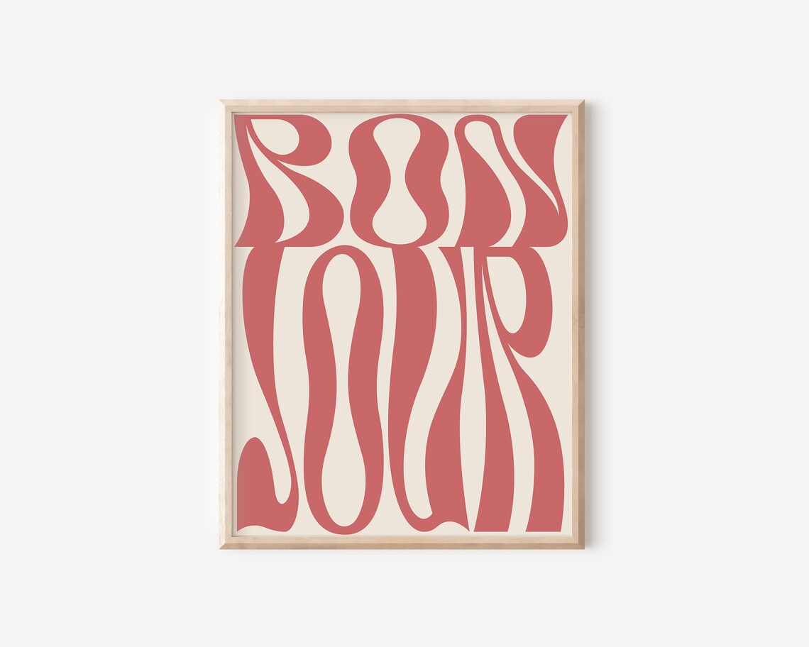 Groovy Bonjour Typography Poster, Retro French Art - Image 2