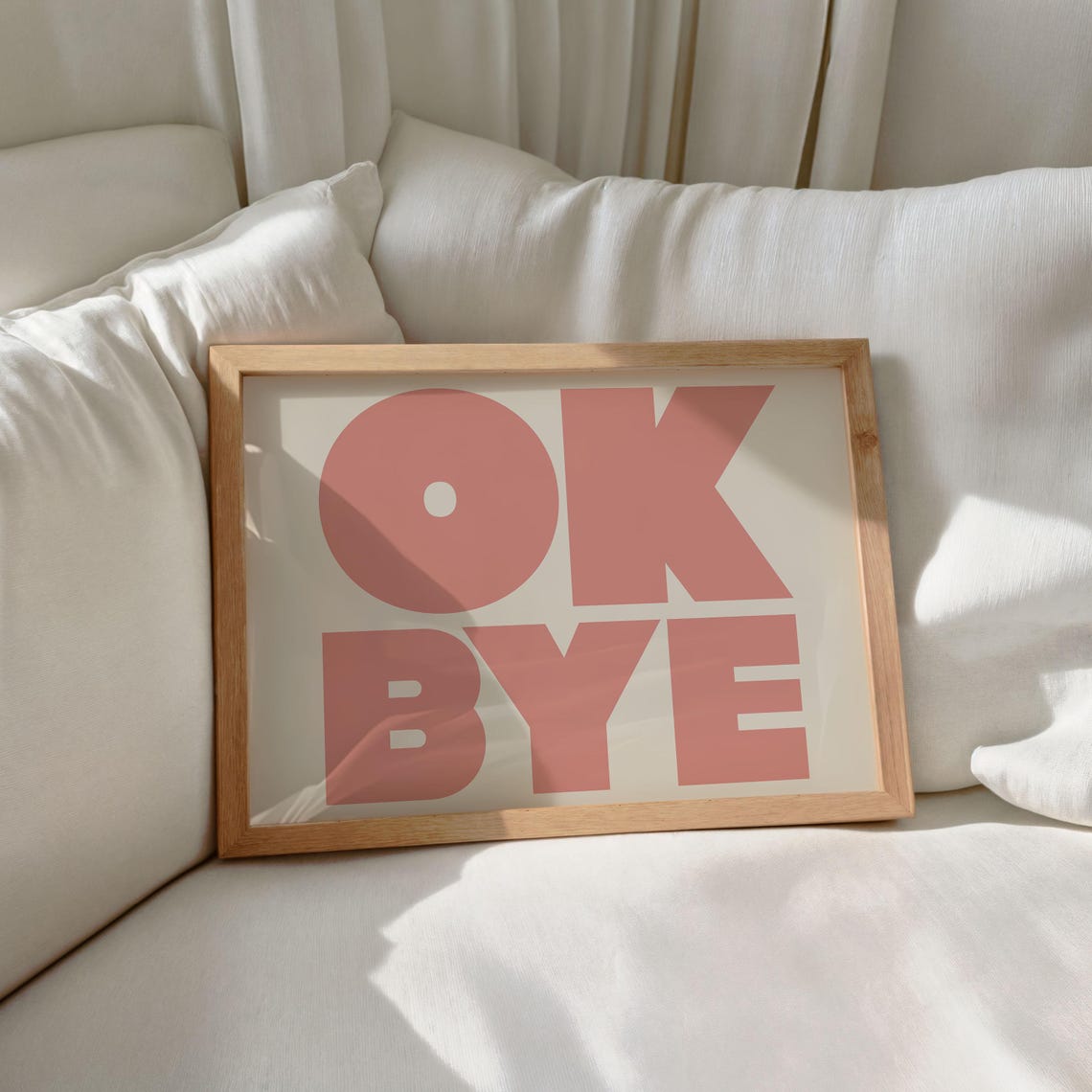 Ok Bye Coral Pink Bold Typography Fun Modern Gallery Wall Poster