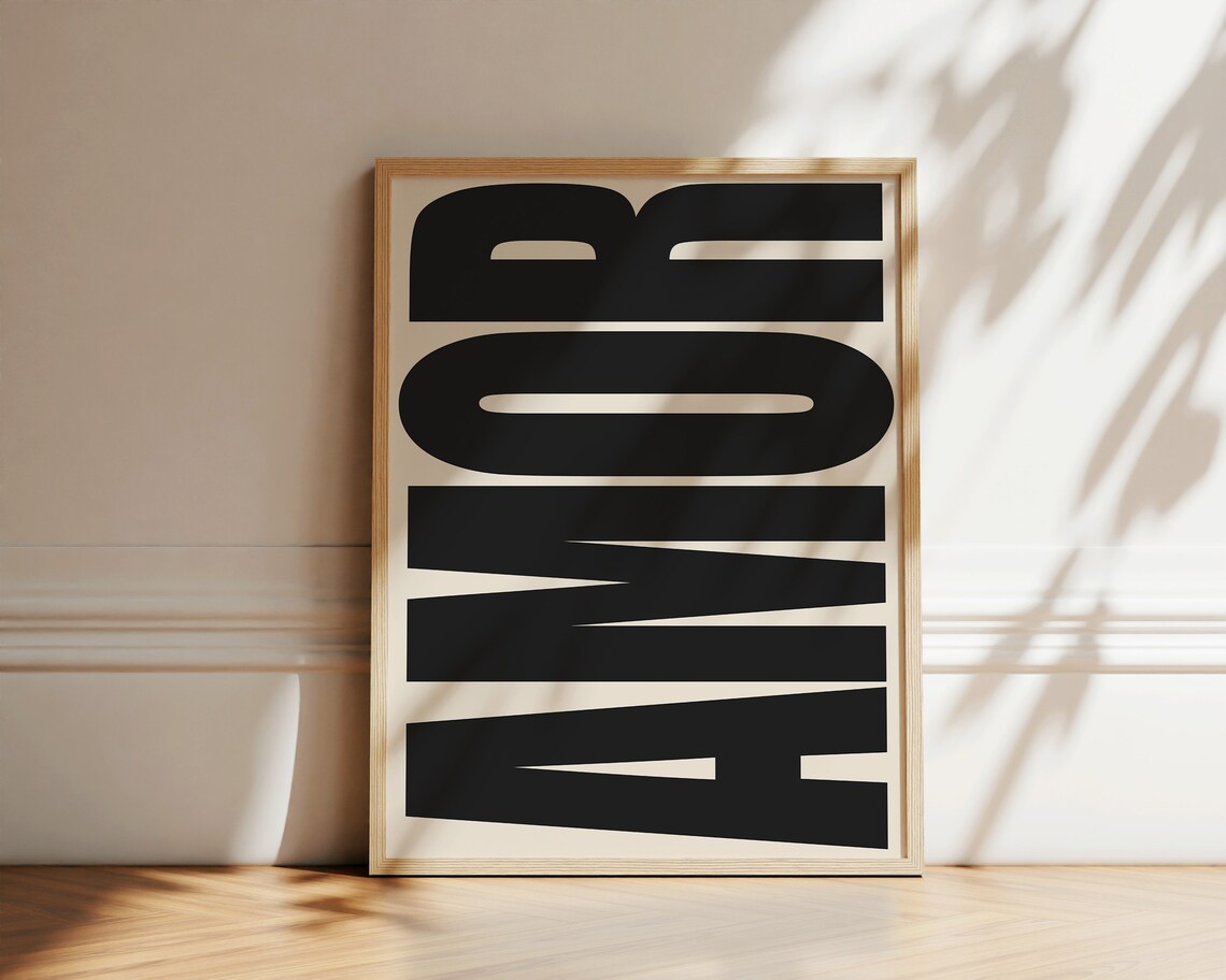 Amor Typography Poster, Retro Spanish Love