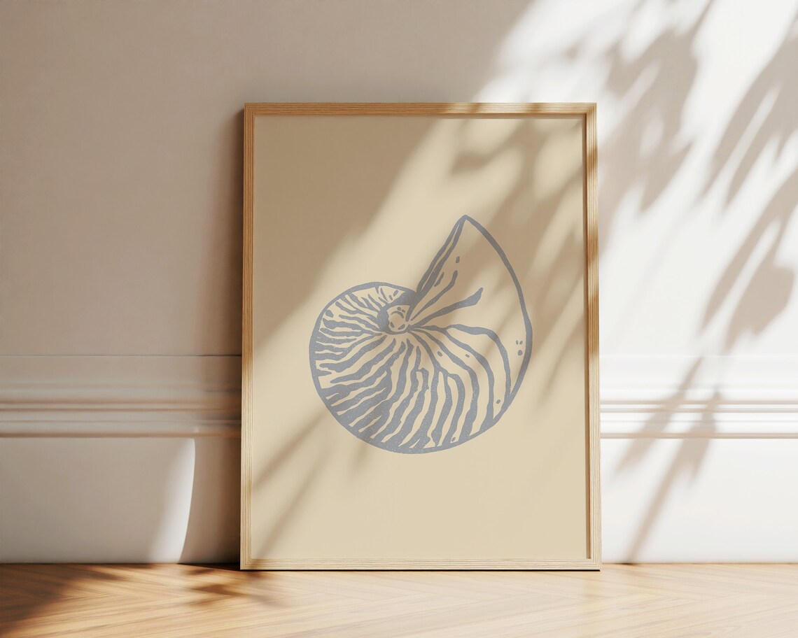 Seashell Line Art Illustration, Boho Beach Art Print