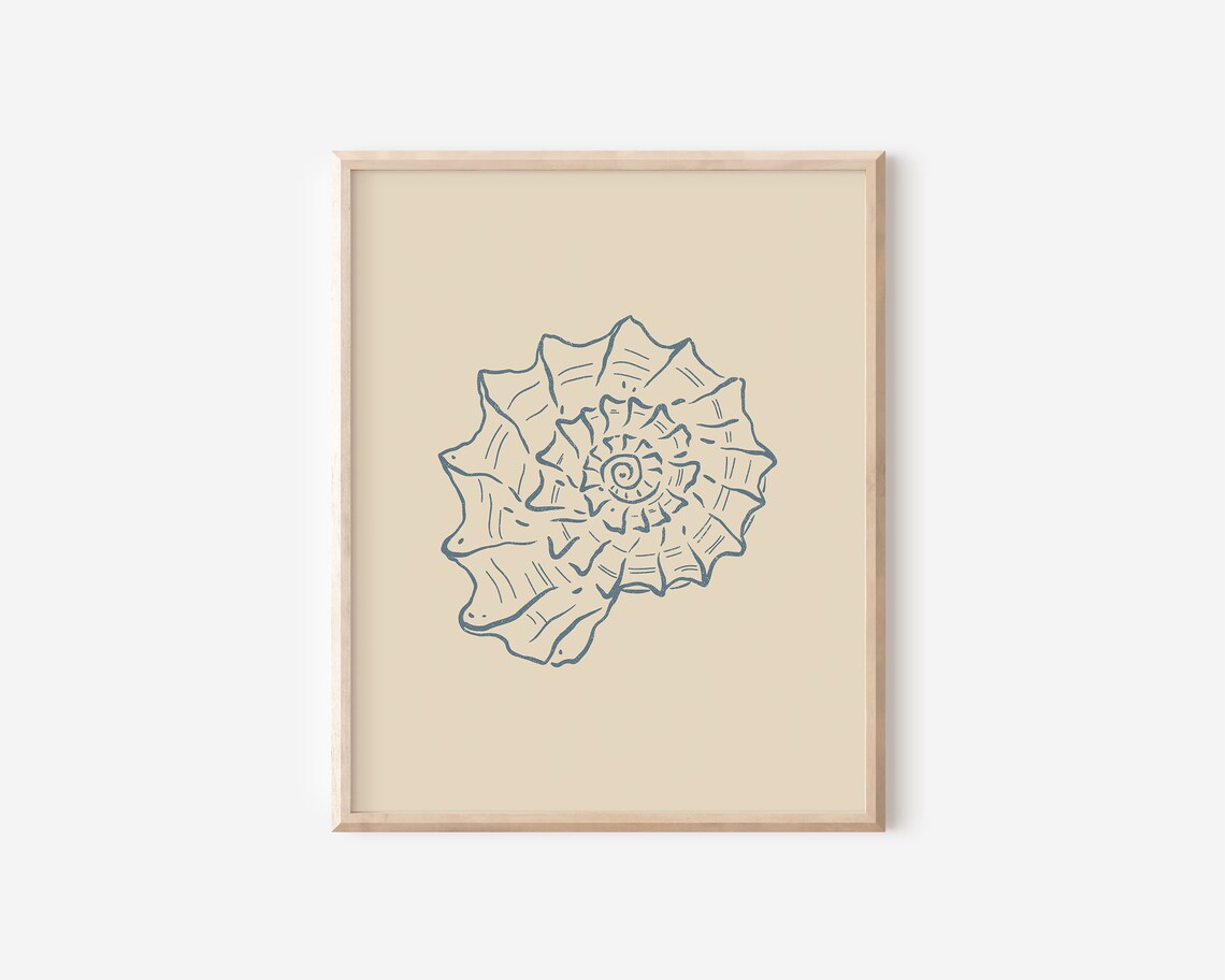 Seashell Coastal Line Art Illustration, Boho Art Print - Image 2