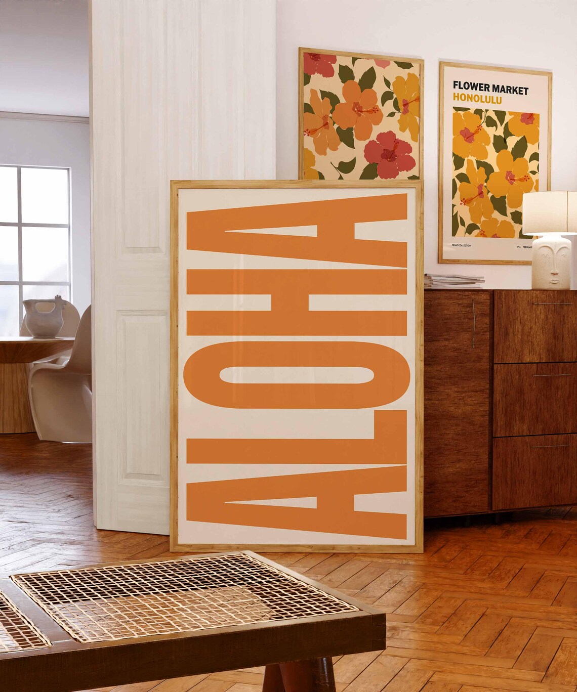 Aloha Typography Poster, Retro Hawaiian Wall Decor