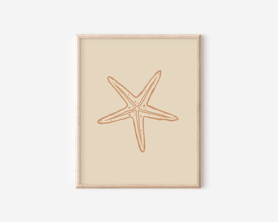 Starfish Ink Drawing Coastal Line Art Print
