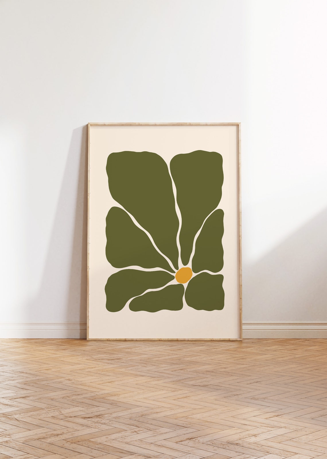 Retro Green Flower Abstract Botanical Mid Century Modern Art Poster - Image 4