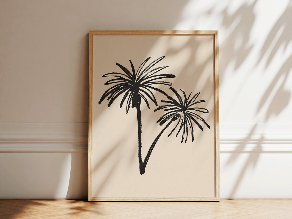 Palm Tree Botanical Ink Drawing, Minimalist Art Print