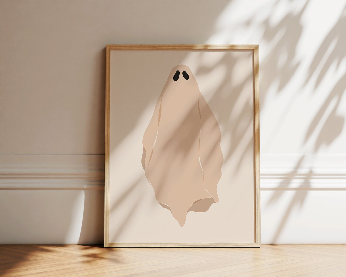 Minimalist Spooky Ghost Illustration Halloween Art Print - Image 3