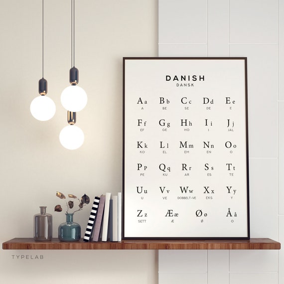 Danish Alphabet Art - Language Learning Chart Print