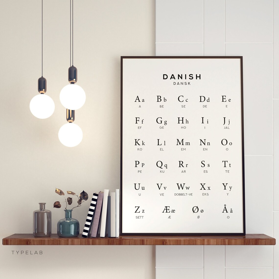 Danish Alphabet Art - Language Learning Chart Print
